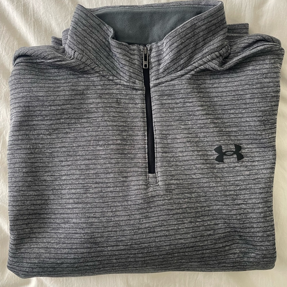 Under Armour Storm Gray Striped 1/4 Zip Golf Pullover